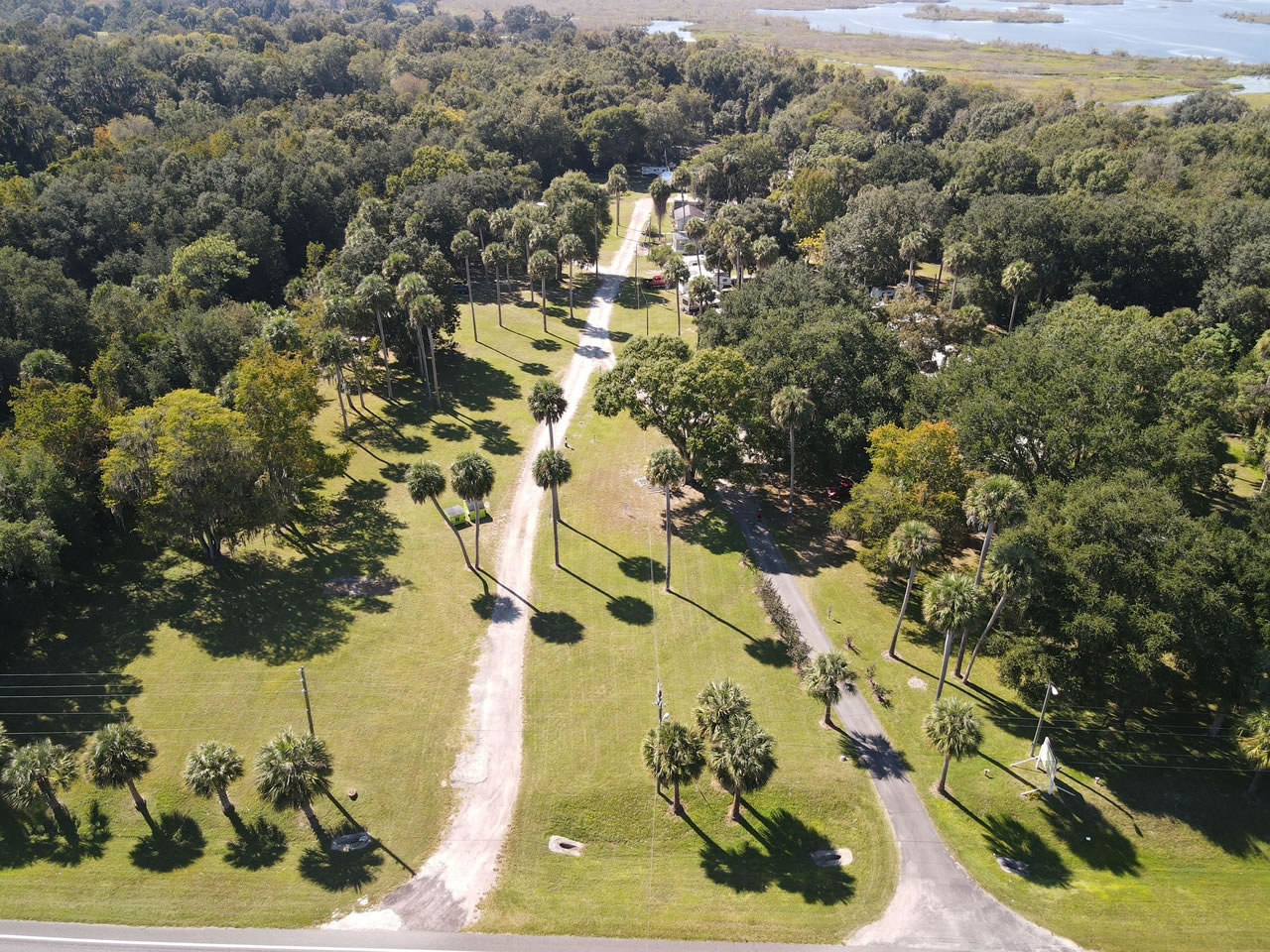 Drone Photo Showing The Park and Orange Lake To The Rear